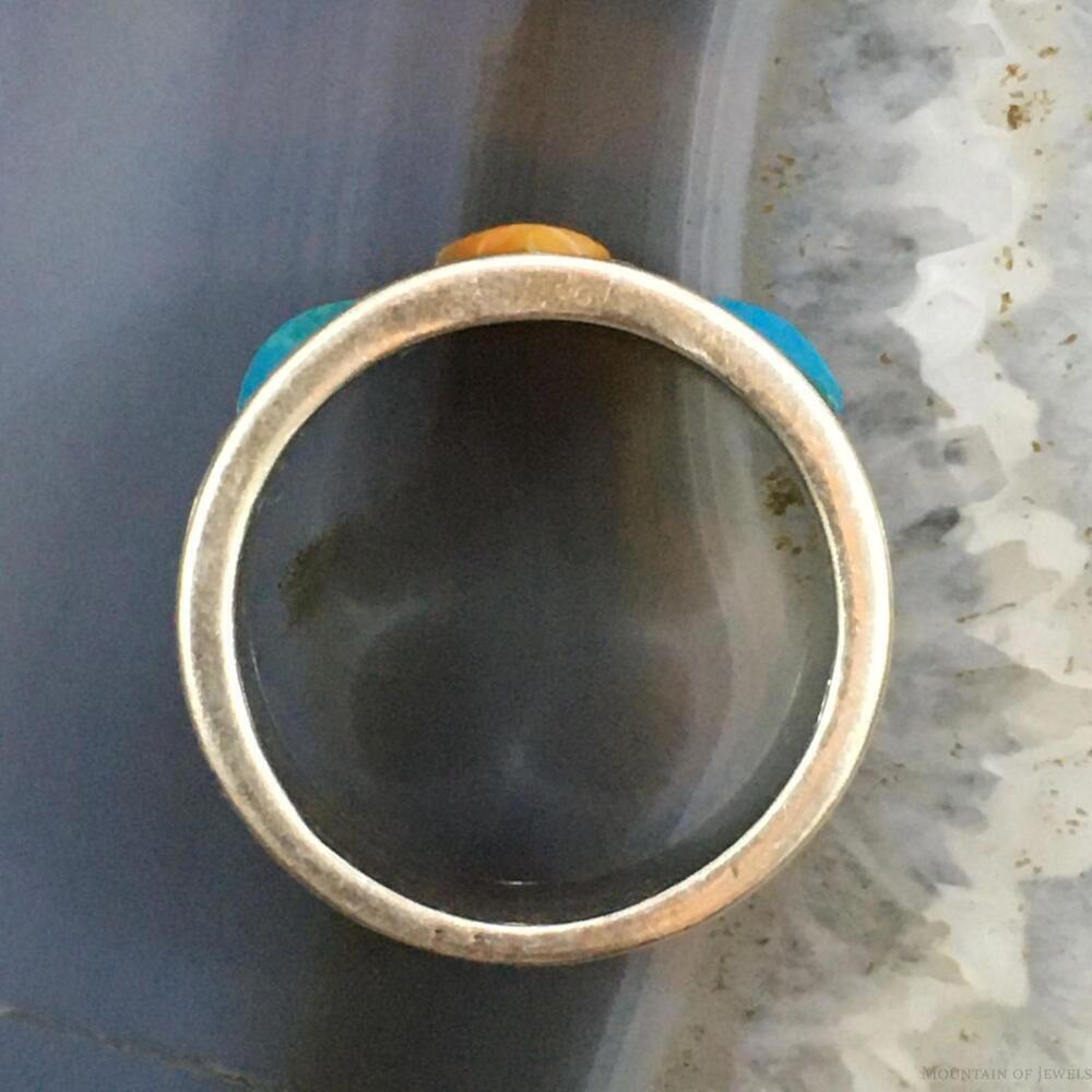 Carolyn Pollack Sterling Silver Turquoise & Spiny Oyster Band Ring For Women - Picture 8 of 10